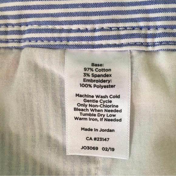 Talbots Watermelon Shorts Sz 10 Blue White Stripes Girlfriend Chino Cotton - Picture 8 of 8
